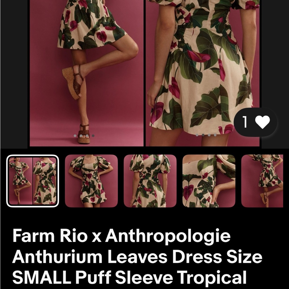 FARM Rio Anthurium Leaves Mini Dress